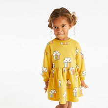 Load image into Gallery viewer, Yellow Ochre Rainbow Sweat Dress (3mths-6yrs)