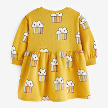 Load image into Gallery viewer, Yellow Ochre Rainbow Sweat Dress (3mths-6yrs)