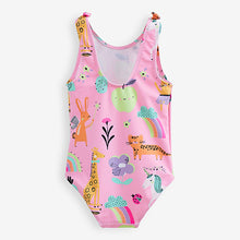 Load image into Gallery viewer, Pink Unicorn Tie Shoulder Swimsuit (6mths-5yrs)