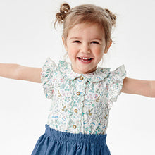 Load image into Gallery viewer, Cream Short Sleeve Denim Skirt Dress (3mths-7yrs)