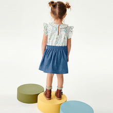 Load image into Gallery viewer, Cream Short Sleeve Denim Skirt Dress (3mths-7yrs)