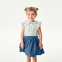 Load image into Gallery viewer, Cream Short Sleeve Denim Skirt Dress (3mths-7yrs)