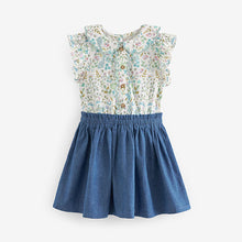 Load image into Gallery viewer, Cream Short Sleeve Denim Skirt Dress (3mths-7yrs)