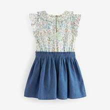 Load image into Gallery viewer, Cream Short Sleeve Denim Skirt Dress (3mths-7yrs)
