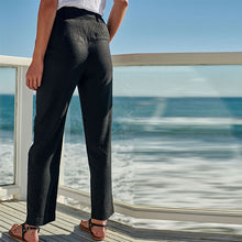 Load image into Gallery viewer, Black Linen Blend Taper Trousers