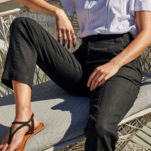 Load image into Gallery viewer, Black Linen Blend Taper Trousers