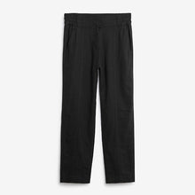 Load image into Gallery viewer, Black Linen Blend Taper Trousers
