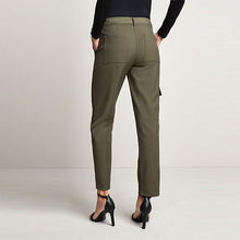 Load image into Gallery viewer, Khaki Green Smart Utility Cargo Belted Taper Trousers