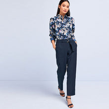 Load image into Gallery viewer, Navy Blue Smart Utility Cargo Belted Taper Trousers