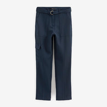 Load image into Gallery viewer, Navy Blue Smart Utility Cargo Belted Taper Trousers