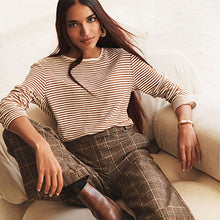 Load image into Gallery viewer, Brown Check Smart Tailored Wide Trousers