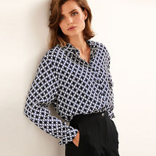 Load image into Gallery viewer, Blue Small Scale Geo Longline Utility Shirt