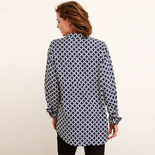 Load image into Gallery viewer, Blue Small Scale Geo Longline Utility Shirt