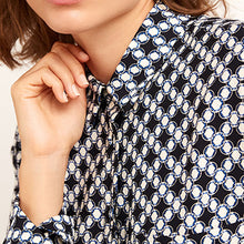 Load image into Gallery viewer, Blue Small Scale Geo Longline Utility Shirt