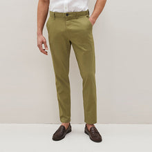 Load image into Gallery viewer, Olive Green Slim Fit Stretch Chino Trousers