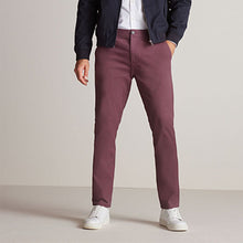 Load image into Gallery viewer, Burgundy Fig Slim Fit Stretch Chino Trousers