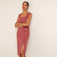 Load image into Gallery viewer, Pink Tailored Midi Pencil Dress