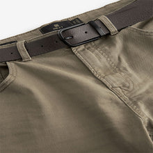 Load image into Gallery viewer, Tan Brown Straight Fit Belted Authentic Jeans