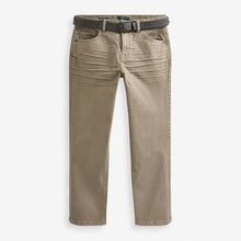 Load image into Gallery viewer, Tan Brown Straight Fit Belted Authentic Jeans