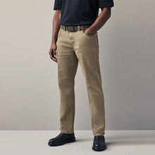 Load image into Gallery viewer, Tan Brown Straight Fit Belted Authentic Jeans