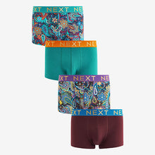Load image into Gallery viewer, Red/ Blue Rich Paisley Hipsters 4 Pack