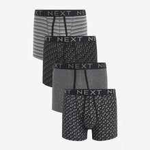Load image into Gallery viewer, Black / Grey Pattern A-Front Boxers 4 Pack