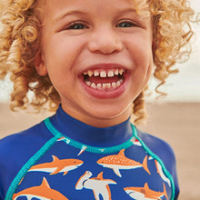 Load image into Gallery viewer, Multi Shark Sunsafe All-In-One Swimsuit (3mths-5yrs)