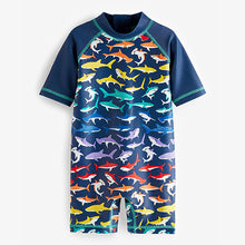 Load image into Gallery viewer, Multi Shark Sunsafe All-In-One Swimsuit (3mths-5yrs)