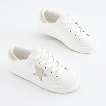 Load image into Gallery viewer, White Star Lace-Up Trainers (Older Girls)