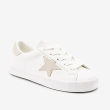 Load image into Gallery viewer, White Star Lace-Up Trainers (Older Girls)