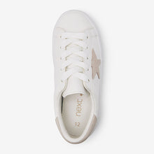 Load image into Gallery viewer, White Star Lace-Up Trainers (Older Girls)