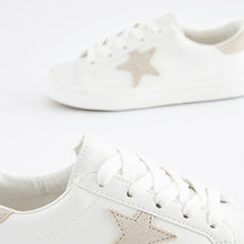 Load image into Gallery viewer, White Star Lace-Up Trainers (Older Girls)