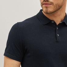 Load image into Gallery viewer, Navy Blue Short Sleeved Knitted Polo Shirt