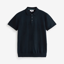 Load image into Gallery viewer, Navy Blue Short Sleeved Knitted Polo Shirt
