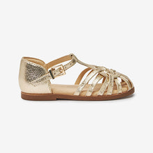 Load image into Gallery viewer, Gold Fisherman Sandals (Younger Girls)