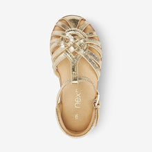 Load image into Gallery viewer, Gold Fisherman Sandals (Younger Girls)