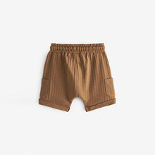 Load image into Gallery viewer, Tan Brown 100% Cotton Lightweight Textured Jersey Shorts (3mths-12-18mnths)