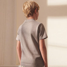 Load image into Gallery viewer, Taupe Brown Short Sleeve Textured Zip Neck Polo Shirt (3-12yrs)