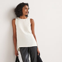 Load image into Gallery viewer, Ecru Sleeveless Woven Mix Vest