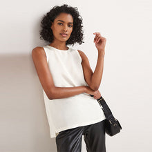 Load image into Gallery viewer, Ecru Sleeveless Woven Mix Vest