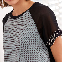 Load image into Gallery viewer, Monochrome Geo Woven Mix Short Sleeve Raglan T-Shirt