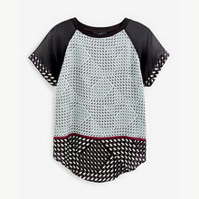 Load image into Gallery viewer, Monochrome Geo Woven Mix Short Sleeve Raglan T-Shirt