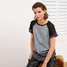 Load image into Gallery viewer, Monochrome Geo Woven Mix Short Sleeve Raglan T-Shirt