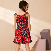 Load image into Gallery viewer, Red Apple Print Frill Playsuit
