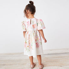 Load image into Gallery viewer, Cream Floral Ponte Occasion Dress (3mths-6yrs)