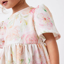 Load image into Gallery viewer, Cream Floral Ponte Occasion Dress (3mths-6yrs)