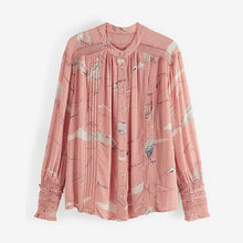 Load image into Gallery viewer, Blush Pink Long Sleeve Blouse With Lace Detail Cuff