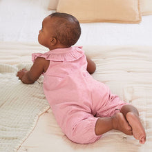 Load image into Gallery viewer, Pink Woven Yoke Frill Baby Jumpsuit (0mths-18mths)