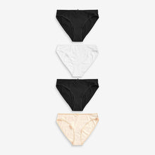 Load image into Gallery viewer, Black/White/Nude Hight Leg Cotton Rich Knickers 4 Pack