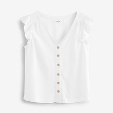 Load image into Gallery viewer, White Linen Blend Ruffle Sleeve Top